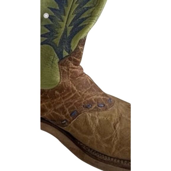 Custom Mexican two tone elephant Green and Brown Volvo comfort soles boots - Picture 7 of 7